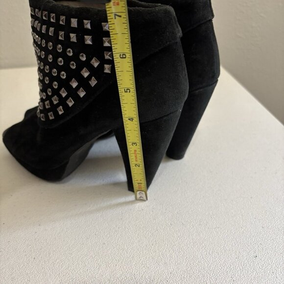 Kenneth Cole Reaction Open Toe Booties Studded Women 8 Black Leather Upper - Picture 8 of 10